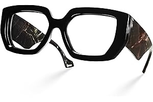 Laemzinv Oversized Square Blue Light Glasses for Women, Large Thick Frame Big Reading Eyewear for Computer and Gaming LA022