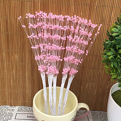 TXIN 100Pcs 4mm Artificial Pearl Sprays, Pearl Beaded Bridal Bouquets Pearl String Beads Garland Beads Wreath Wedding Decor (Pink)
