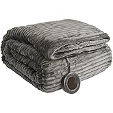 HOMISPRITE Heated Blanket Full Size 72"x84",ETL Certification-6 Heating Levels Electric Blanket&1-10 Hour Auto Off,Machine Washable Heating Blanket(Grey)