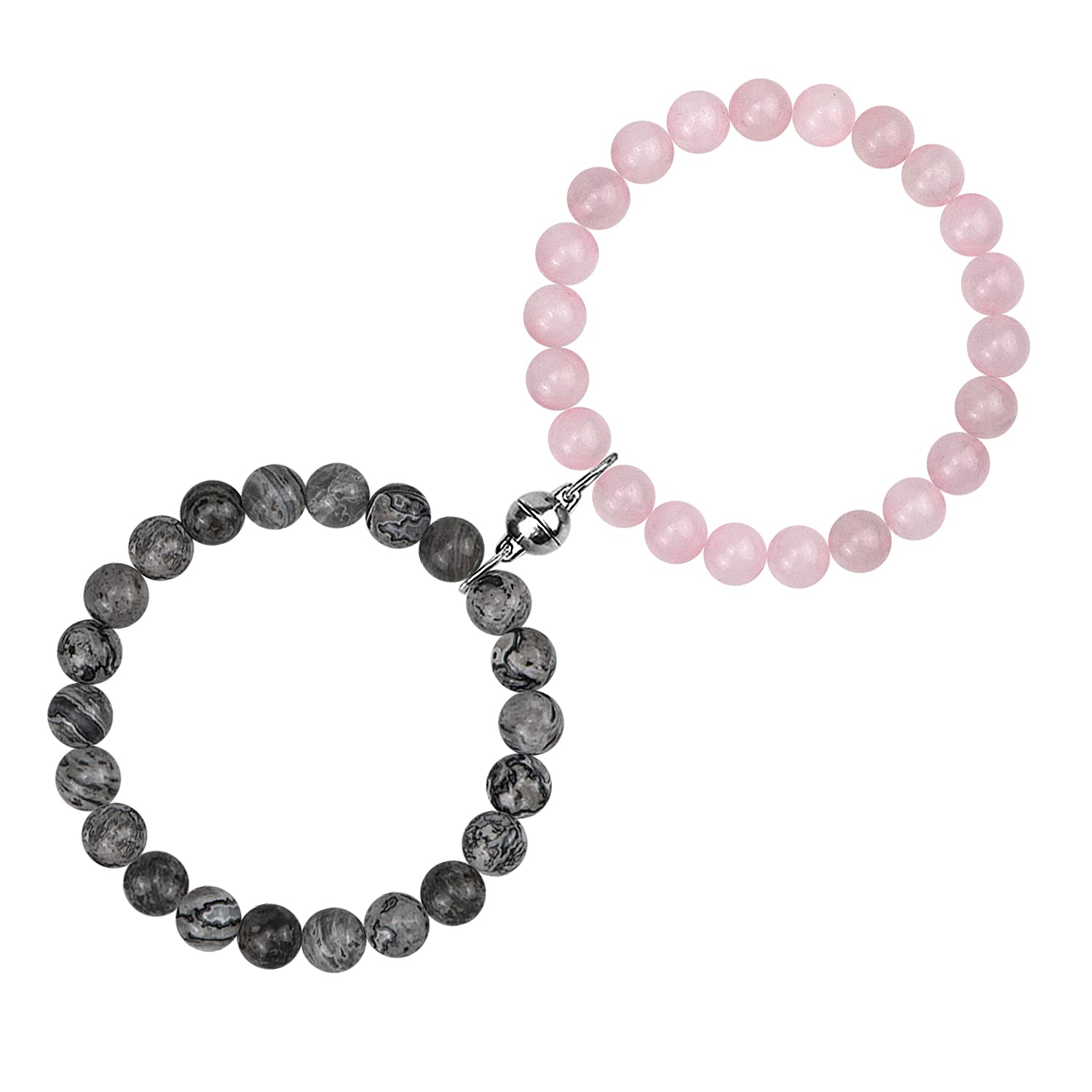 free-space Couple Magnetic Attraction Bracelets Sets for 2 Nature Stone Beaded Crown Matching Distance Relationship Bracelets for Him Her