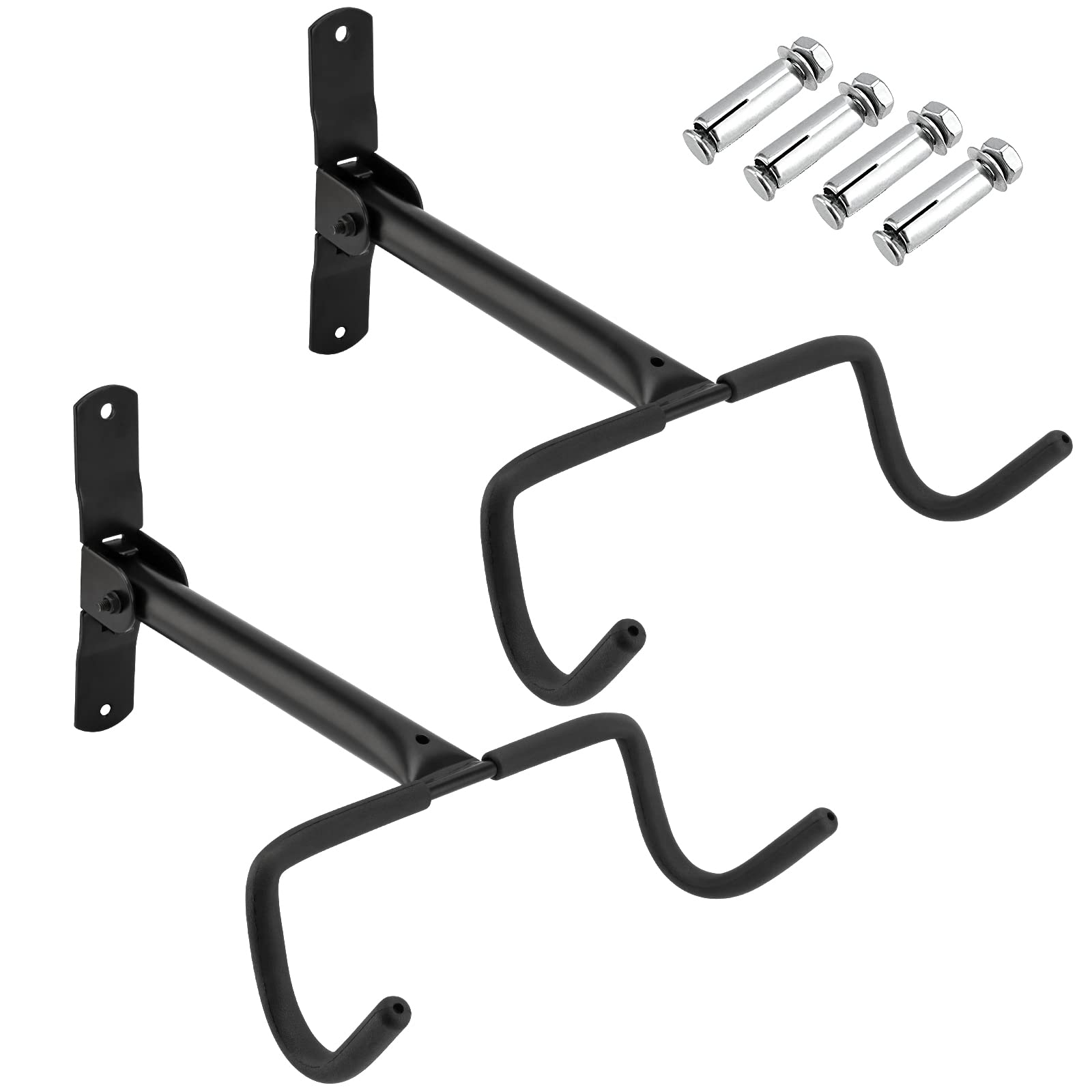 JOIKIT 2 PCS Bike Wall Mount Hook, Wall Mounted Bike Rack, Foldable Bicycle Hanger Space Saving Bike Storage Bracket with Foam Padded for MTB, Road Bike, Black