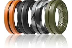 Egnaro Silicone Ring Men 1/4/6 Multipack Breathable Mens Silicone Rubber Bands Wedding Rings for Men Engagement Bands - 8mm Width 2mm Thickness