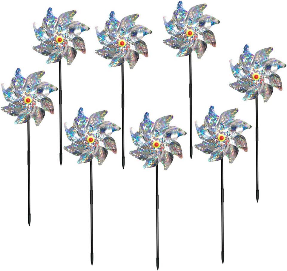 EACILLES Bird Deterrent Pinwheels Holographic Mylar