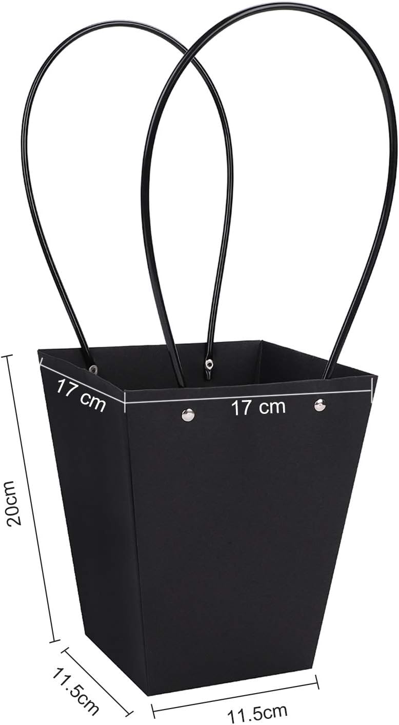 10pcs Kraft Paper Flower Gift Bags with Handle Waterproof Bouquet Carry Box Bag for Rose Carnations Hand Tied Floral Arrangement Plant Carrier Package Party Bag - Image 4