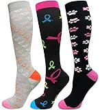 Compression Socks Women 20-30mmHg (3 Pairs) Mens Best Stockings for Running Medical Athletic Edema Diabetic Varicose Veins Travel Pregnancy Shin Splints(Assorted 2, Small/Medium)