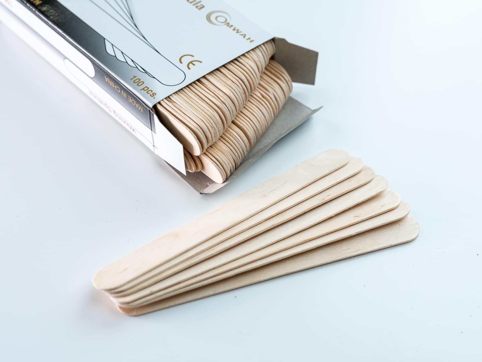 OMWAH Wax Stick - 100 Waxing Sticks for Hair Removal, Eyebrow Wax Applicator, Popsicle Wax Spatula & Waxing Supplies