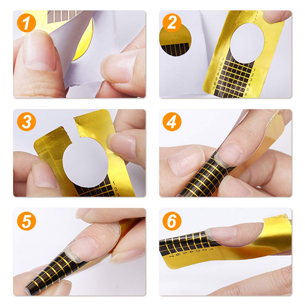Yokilly Nail Forms for Acrylic Nails, 500PCS Nail Forms for Polygel Nail Tips Guide, Nail Forms For Builder Gel, Nail Forms Roll for Salon Nail Former Stickers with Numbers Marked for Nail Art DIY - Image 6