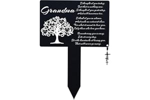 LIYAOLI Cemetery Decorations for Grave Marker for Grandma,Metal Cemetery Plaques for Grave Site Decor,Waterproof Memorial Plaques for Outdoors,with Cross Charm