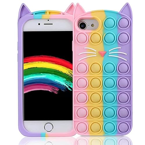 Knfui Pop It Phone Case for iPhone 6/6S/7/8/SE 2020, Cartoon Funny