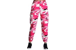 ZODLLS Women's Camo Pants Cargo Trousers Cool Camouflage Pants Elastic Waist Casual Multi Jogger Pants with Pocket