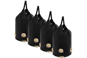 Kuabiz 4 Pcs Hay Bags for Goats Slow Feed Hay Bags 1680D Oxford Cloth Goat Feeder Hanging Bag with Metal Ring and Adjustable Strap for Sheep Donkeys Cattle Stall Trailer Feeding Supplies