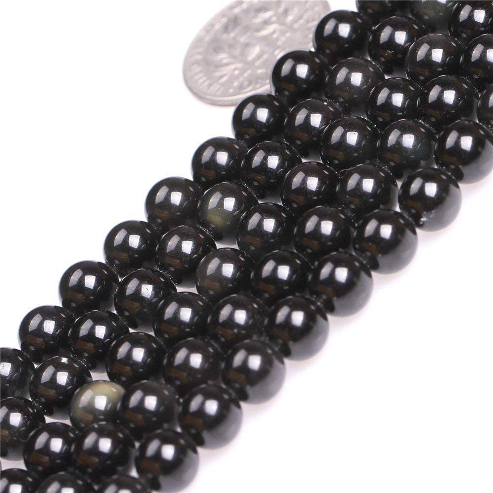 4mm Natural Black Obsidian Beads Round Gemstone Loose Beads for Jewelry Making (90-95pcs/strand) — image 1