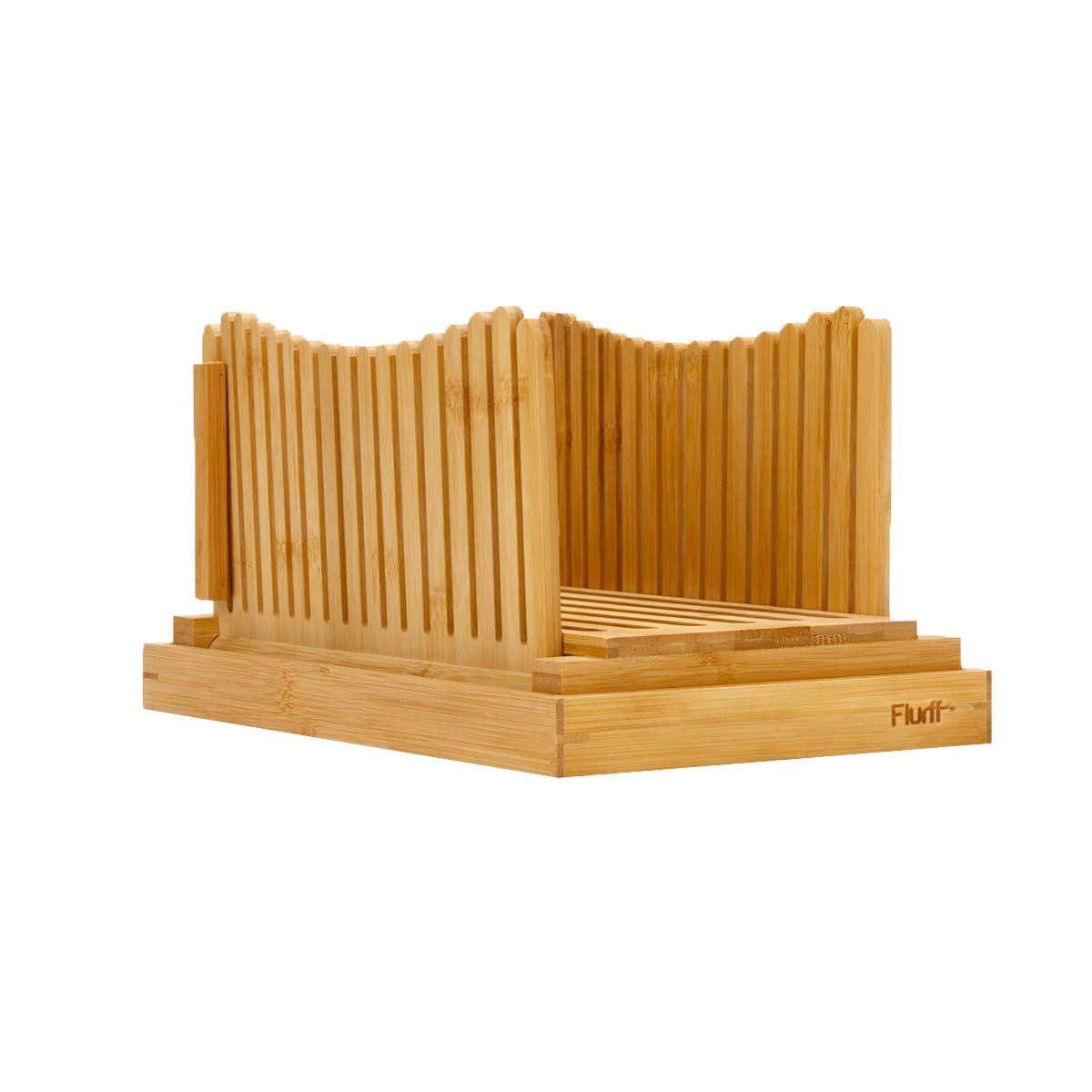 Flurff Bamboo Bread Slicers for Homemade Bread, Compact Foldable Bread Slicer Guide, Wooden Bagel Slicer