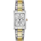 Caravelle by Bulova Ladies' Dress 3-Hand Quartz Watch, Rectangle Case, Roman Numeral, Curved Mineral