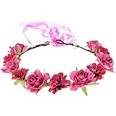 Love Sweety Delicate Dew Women Flower Headband Bridal Floral Crown Wreath Girls BOHO Garland Halo(Peach)