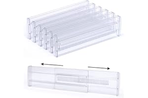 Adjustable Drawer Dividers Organizers, 6 Pack Expandable Kitchen Drawer Organizer 11"-20" Clear Plastic Drawers Separators fo