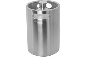 LuckyHigh 5L 170 Oz Beer Keg 304 Stainless Steel Draft Beer Bottle Portable Homebrewing Beer Barrel