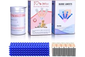 50 Blood Sugar Test Strips & 50 Lancets for Pet Monitor - Exclusive Value Pack for Dogs & Cats, Ultra-Thin Design for Easy Te