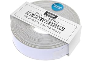 WoodPress® 7/8 inch Matt White Melamine Edge Banding, Pre-Glued Veneer Tape – 25 ft Roll - Iron-On for Easy DIY Application – Will Cover The Edge of a Standard 8' x 4' MDF Panel