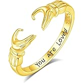 INFUSEU Gold Hug Rings for Women Granddaughter Teen Girls Cute Sterling Silver Adjustable Ring Love Gifts for Her Girlfriend Mom Wife Best Friend