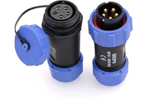 Eonvic Weipu SP21 2-12 Pin Male Waterproof Connector Plug Female Socket IP68 in Line Cable Connector Industrial Circular Solar Electrical Connector (5Pin)