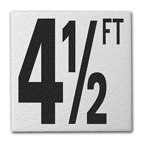 Ceramic Swimming Pool Deck Depth Marker "4 1/2 FT" Abrasive Non-Slip Finish, 5 inch Font