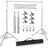 MSKIRA 9.2x10Ft Stainless Steel Photo Backdrop Stand Heavy Duty Adjustable | Back Drop Stand Background Support System Kit for Photography, Parties, Weddings, Events Decoration with Clamps and Carry Bag