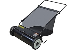 EAGWON Push Lawn Sweeper, 26-Inch Width, 7 Cu. Ft. Hopper Capacity, 4 Spinning Brushes, Adjustable Height, Durable Steel Fram