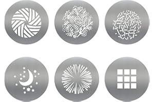 Soonphp 6pcs/Set Round GOBO Kit,2.6" Metal Plate with Hollow Patterns for Godox SA/VSA Spotlight Attachment and Soonpho OT1 P