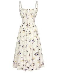 Floral Corset Sundress for Women Ruched Bust Summer