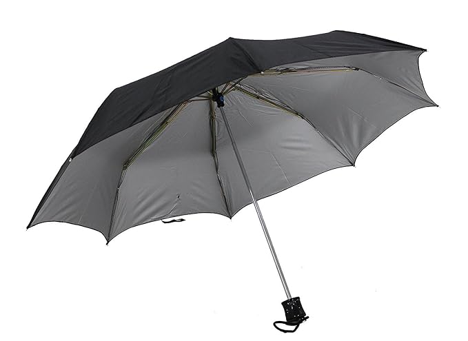 Citizen Polyester Manual 3-Fold Large Lightweight Canopy Silver Coating Black Umbrella