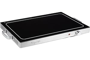 Megachef Electric Warming Tray with Adjustable Temperature Control, 24 in, Silver, Black