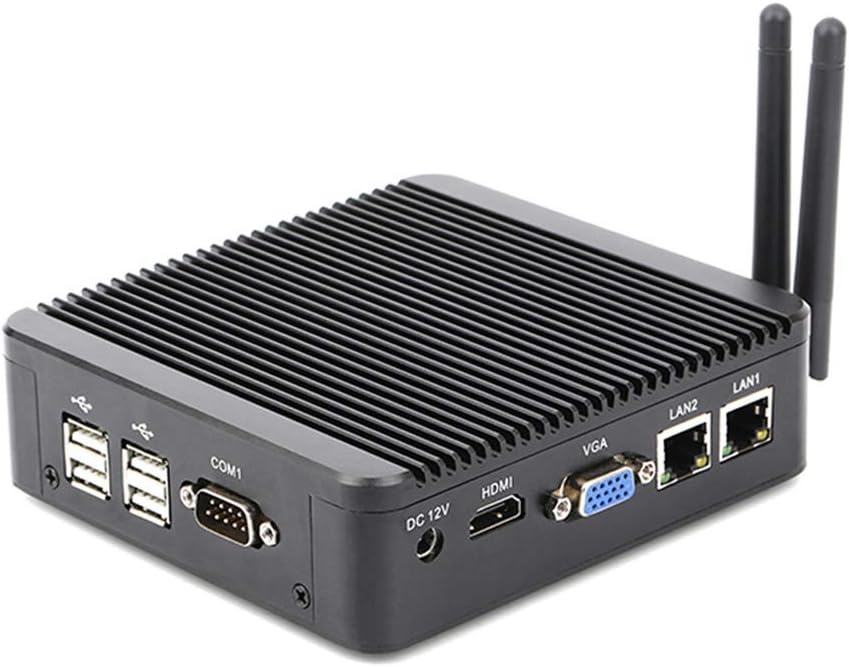 EtryBest Fanless Mini Industrial PC Rugged Desktop Computer Thin Client, Intel Celeron J1900 Quad-core Processor 2GHz,4GB RAM, 32GB SSD, Windows 7/8/10/Linux, WiFi & Bluetooth