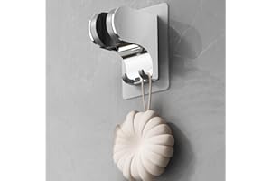 HEROBAI Hand Held Shower Head Holder Wall Mount, Shower Hose Holder Adhesive with 2 Hanger Hooks, Adjustable Shower Handle Ho