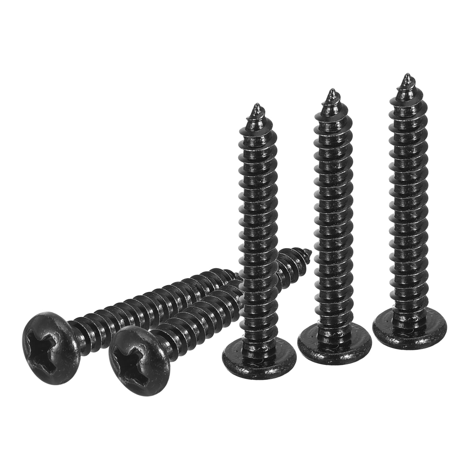 DTGN #6x1" Phillips Pan Head Self-tapping Screw - 100Pack - Black Oxide 304 Stainless Steel Sheet Metal Screws Wood Screws