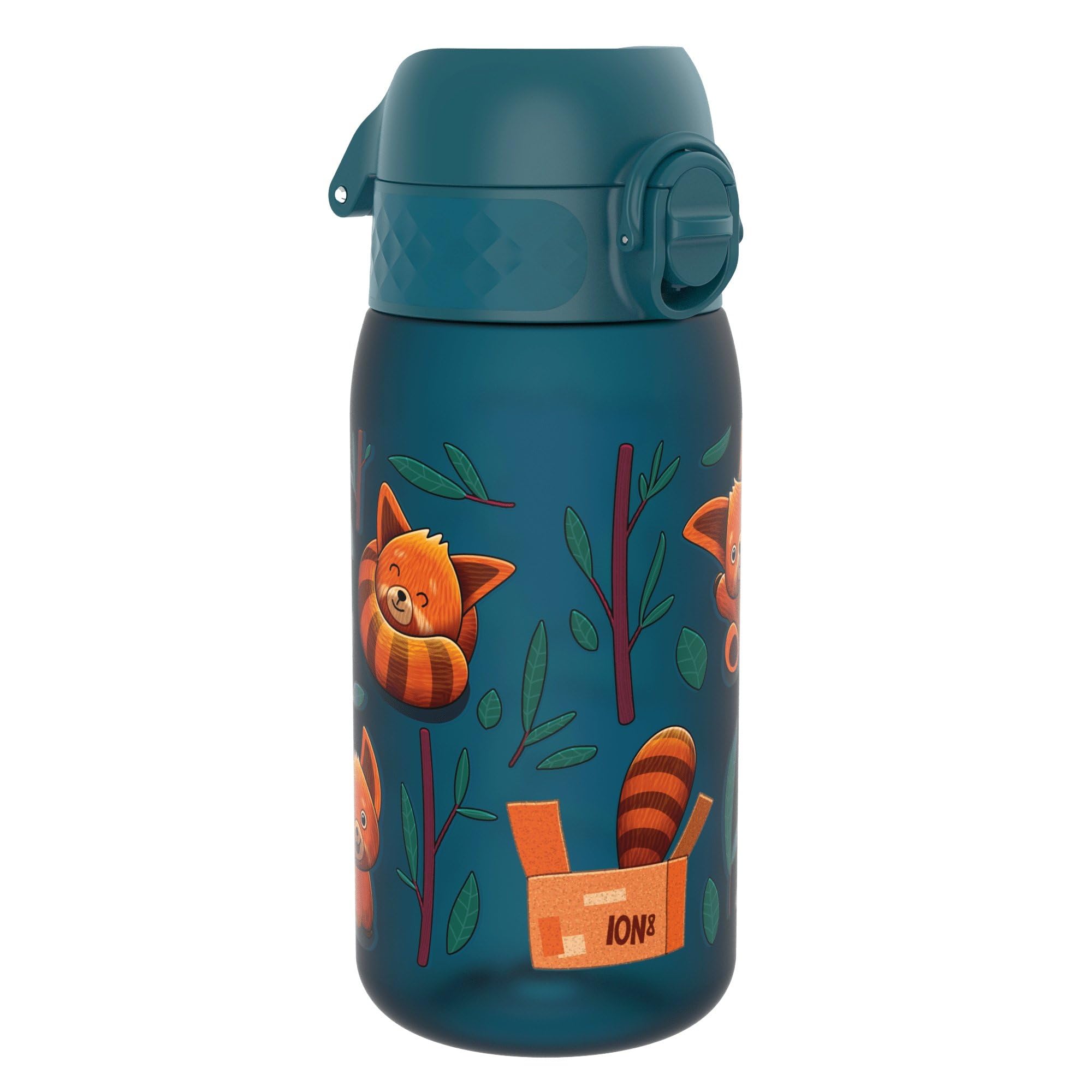 Ion8 Kids Water Bottles, 350ml/12oz, BPA Free, Leakproof, Dishwasher Safe, Easy Open, Secure Lock, Small Boys & Girls Water Bottle,Kids Drinks Bottle for Spill-free Drinking, Teal, Red Pandas