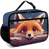 PrelerDIY Cute Red Fox Reusable Lunch Box Insulated Lunch Bag Cooler Bag Lunchbox Meal Food Container Tote Bag for Women Kids Girls Boy School Camping Hiking Picnic Beach Travel