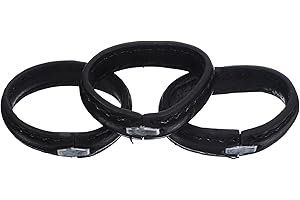 MUCKLILY 3pcs Men’s Black Leather Belt Loop Keepers, Waist Belt Tail Retainers, Sturdy Double-layer Cowhide