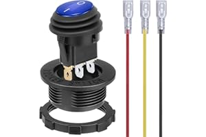 BFXM Round Rocker Switch, Toggle Switch 12V, Waterproof Lighted LED On/Off Switch for Car, Marine Toggle Switch, Automotive Power Switch, SPST 3 Pin
