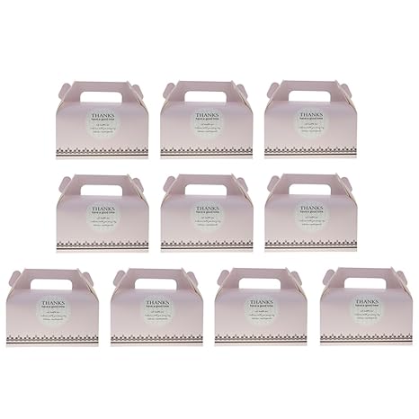 MagiDeal 10pcs Tortenkartons Kuchenschachtel mit Handgriff Hochzeits Geburtstags Party - Spitze Streifen, 16.5 x 9 x 8.5cm
