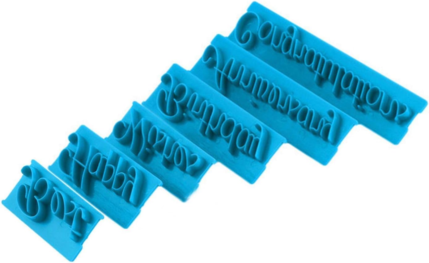 htrdjhrjy Silicone Molds 6 Pcs Letter Printing Non Stick Cake Chocolate Candy Molds BPA Free for Wedding, Festival, Parties for Home Decoration(blue)