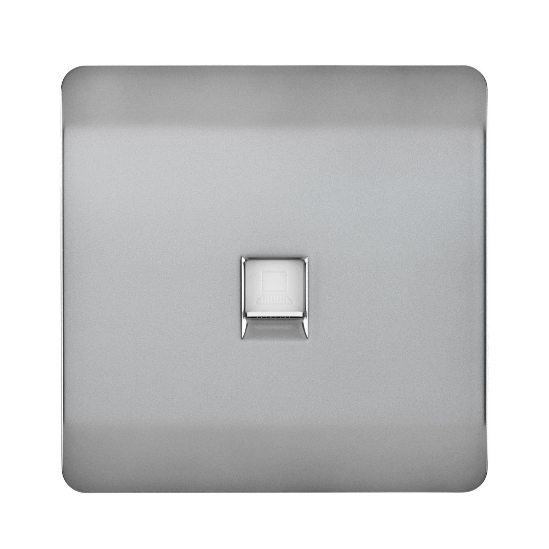Trendi Artistic Modern Glossy Tactile RJ56 Cat 5e & Cat 6 Ethernet Socket Stainless Steel