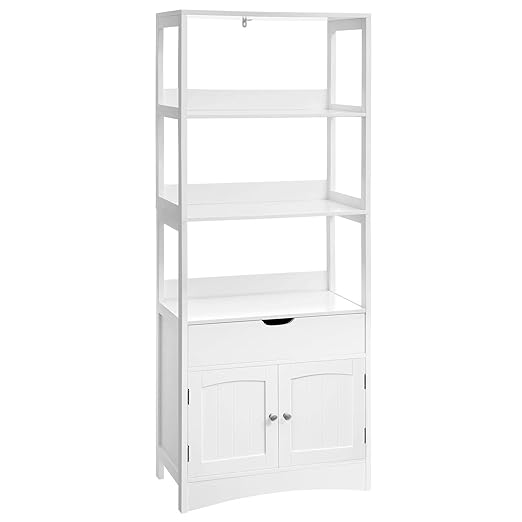 VASAGLE Armario de Baño, Armario Alto, Estantería Libre, con 3 ...