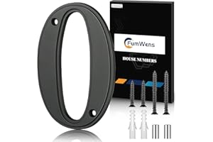 FumWens 5 Inch Modern House Numbers for Outside, Large Metal Address Numbers for House, Anti-Rust Floating House Numbers with Nail Kits for Front Door Garden Mailbox, Black Zinc Alloy Style (Black 0)