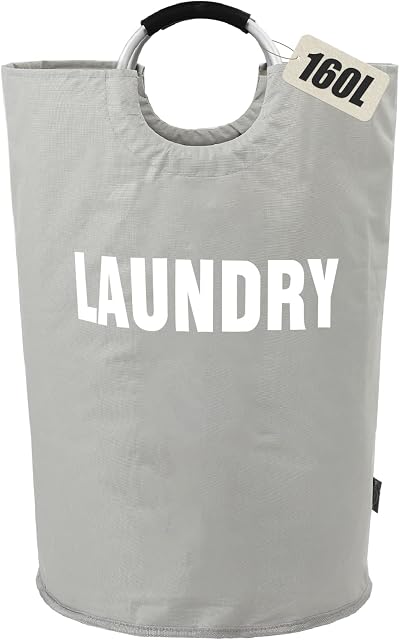 DOKEHOM 160L XXL Collapsible Laundry Hamper Grey 20x31in 51x79cm