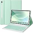 Keyboard Case for Samsung Galaxy Tab S9 FE 10.9"/ S9 11" 2023,Case with Keyboard for Samsung S9 FE with S Pen Holder,Detachable Wireless Bluetooth Keyboard for Galaxy S9 11" Auto Wake/Sleep, Green