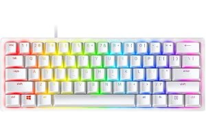 Razer Huntsman Mini 60% Gaming Keyboard: Fast Keyboard Switches - Clicky Optical Switches - Chroma RGB Lighting - PBT Keycaps - Onboard Memory - Snap Tap - White
