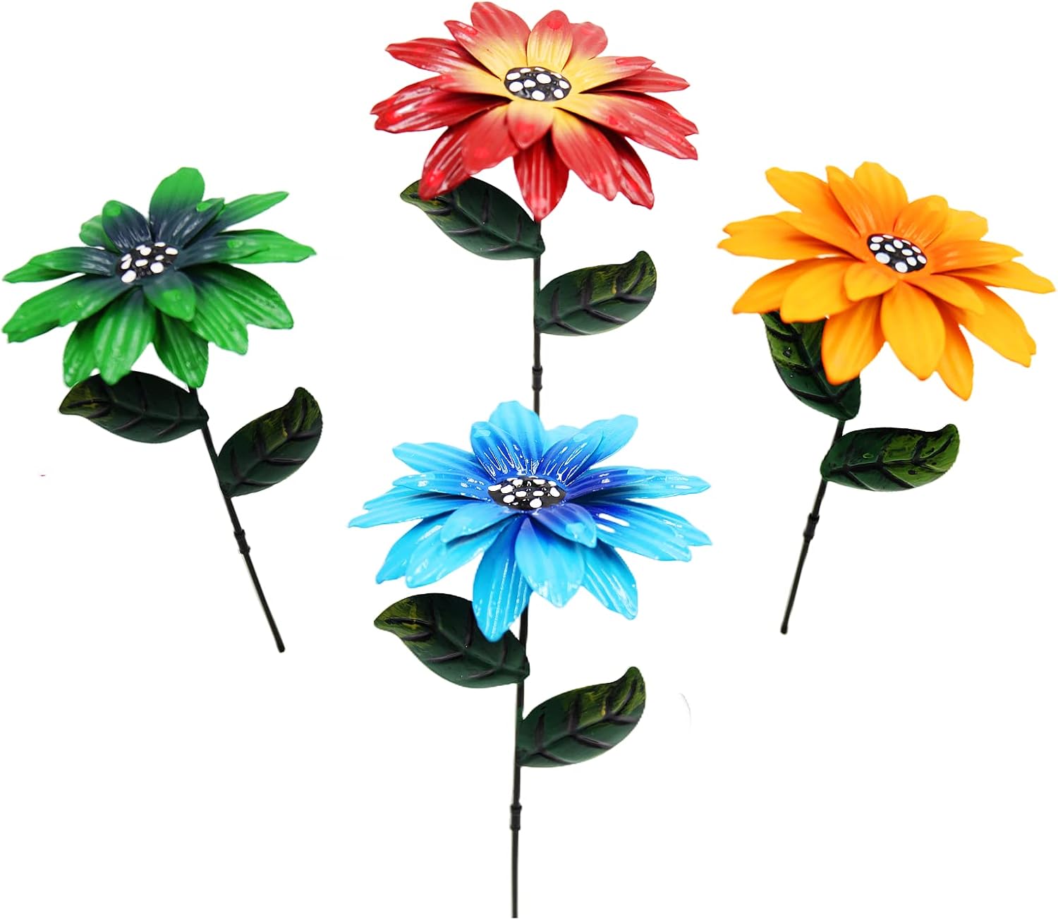 Decorative Garden Stakes - 4Pcs/Set Metal Daylily Flower Garden Stakes,Metal Flowers Outdoor Decor Stake Yard Art Decoration,Garden Metal Plant Flowers Stick Spring Patio Decor (4 Pcs)