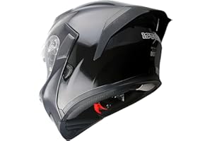 1Storm Motorcycle Modular Full Face Helmet Flip up Dual Visor Sun Shield: HB89 Glossy Black