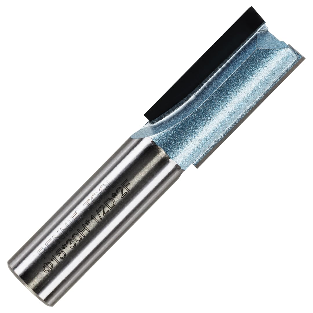 Rennie Tools - 15mm Cutting Diameter x 30mm Flute x 1/2" Shank TCT Tipped 2 Flute Straight Router Cutter Bit. Compatible With Makita Trend Festool Hikoki Dewalt Router Etc. 15mm Router Bit